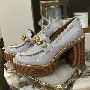 Madden Girl Grey Patent Stacked Heel